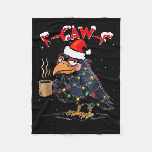 F-caw-f Christmas Crow Xmas Goth Lights Santa Hat Fleecedecke (Vorderseite)