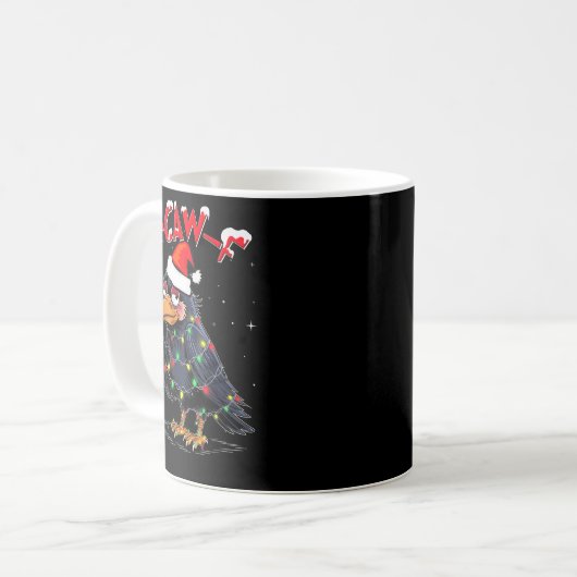 F-caw-f Christmas Crow Xmas Goth Lights Santa Hat Kaffeetasse (Vorderseite Links)