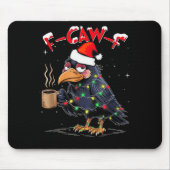 F-caw-f Christmas Crow Xmas Goth Lights Santa Hat  Mousepad (Vorne)