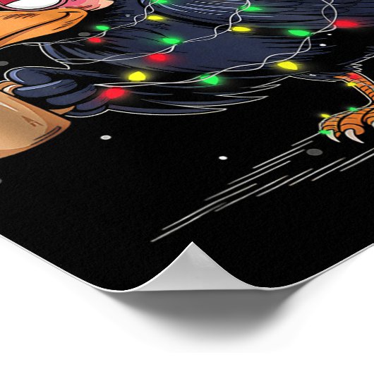 F-caw-f Christmas Crow Xmas Goth Lights Santa Hat Poster (Ecke)