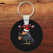 F-caw-f Christmas Crow Xmas Goth Lights Santa Hat  Schlüsselanhänger (Vorderseite)