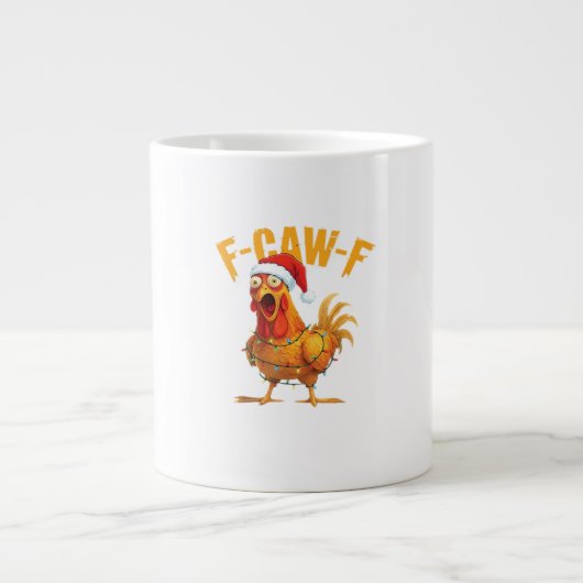 F-Caw-F Christmas Funny Chicken Christmas Essentia Jumbo-Tasse (Vorderseite)