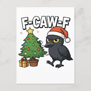 F-caw-f Christmas Raven Crow Xmas Tree Meme Feiertagspostkarte