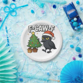 F-caw-f Christmas Raven Crow Xmas Tree Meme Pappteller (Party)