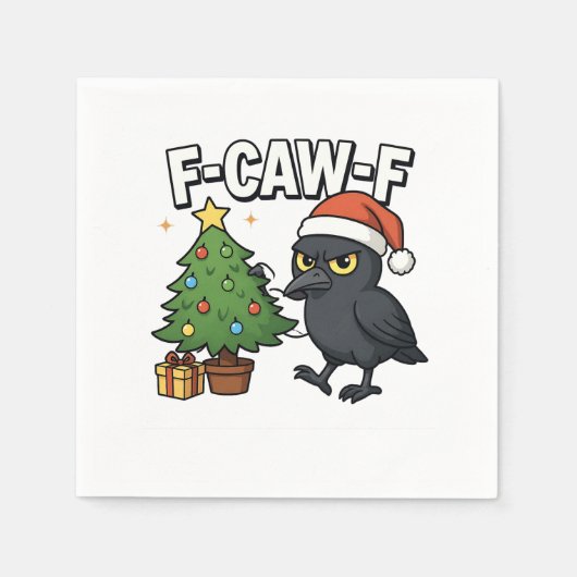 F-caw-f Christmas Raven Crow Xmas Tree Meme Serviette (Vorderseite)