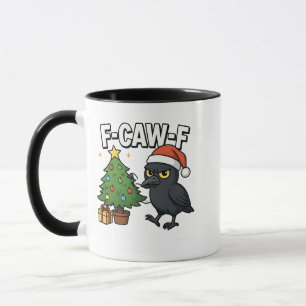 F-caw-f Christmas Raven Crow Xmas Tree Meme Tasse