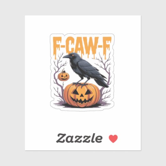 F-Caw-F Classic Halloween Raven Pumpkin Tee - Spoo Aufkleber (Blatt)