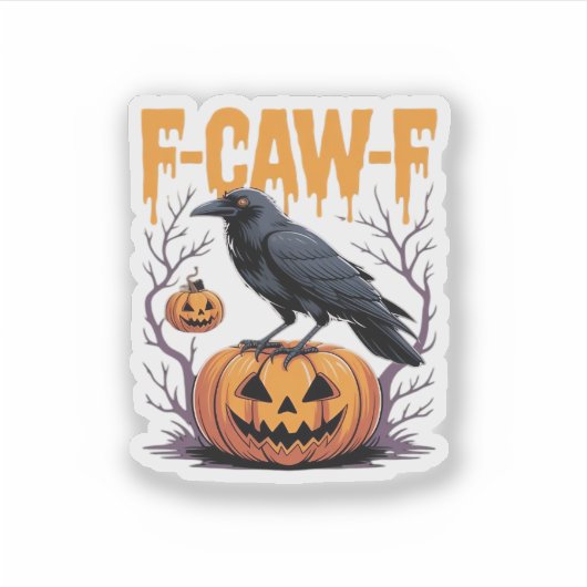 F-Caw-F Classic Halloween Raven Pumpkin Tee - Spoo Aufkleber (Vorderseite)