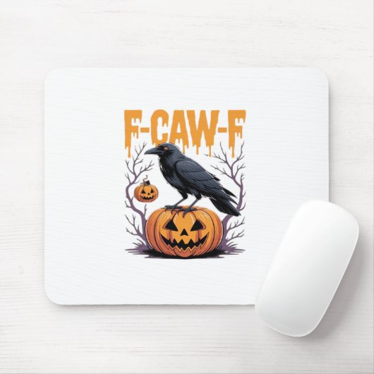 F-Caw-F Classic Halloween Raven Pumpkin Tee - Spoo Mousepad (Mit Mouse)