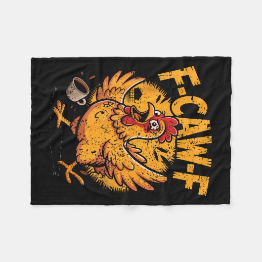F Caw F Coffee Chicken F Kawf Rooster Funny Bird F Fleecedecke (Vorderseite (Horizontal))
