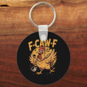 F-Caw-F Coffee Chicken Rooster Funny Bird F-Caw-F Schlüsselanhänger (Vorderseite)