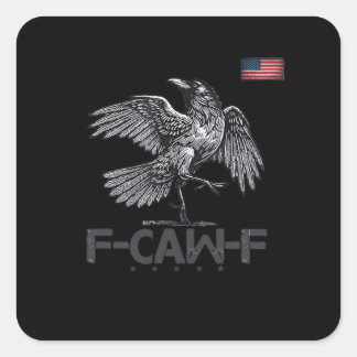 F-Caw-F Cow Funny Bird USA Vintage Flag Funny Humo Quadratischer Aufkleber