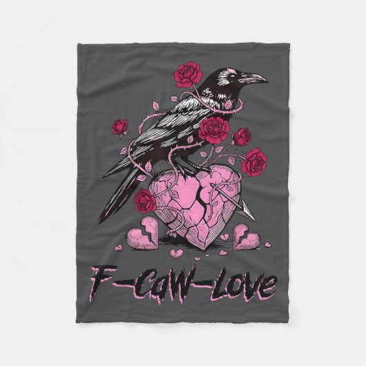 F Caw F Crow Anti Valentine's Day Dark Gothic Brok Fleecedecke (Vorderseite)