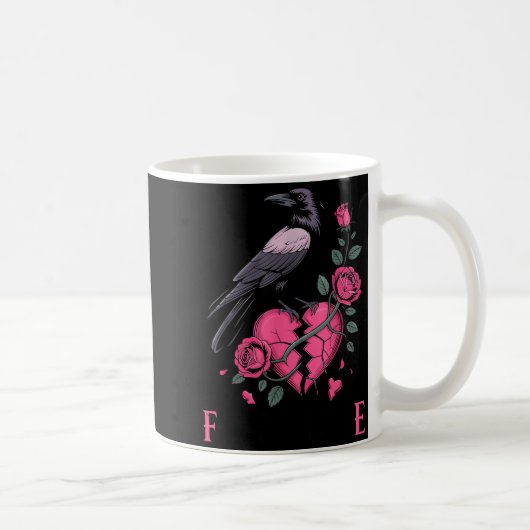 F Caw F Crow Anti Valentine's Day Dark Gothic Brok Kaffeetasse (Rechts)