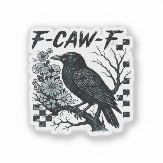 F-Caw-F Crow Bird Retro Classic Aufkleber (Vorderseite)