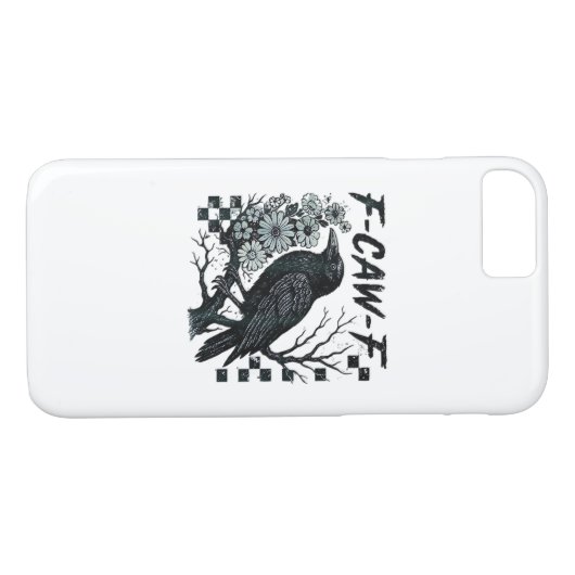 F-Caw-F Crow Bird Retro Classic Case-Mate iPhone Hülle (Rückseite (Horizontal))