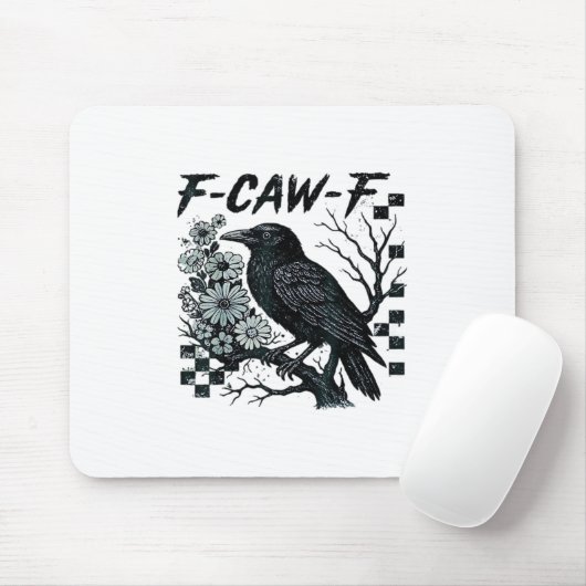 F-Caw-F Crow Bird Retro Classic Mousepad (Mit Mouse)