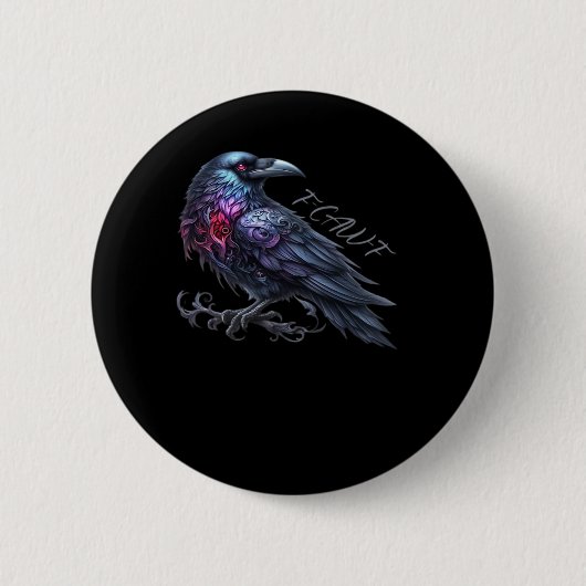 F-Caw-F Crow Classic Retro Style Button (Vorderseite)