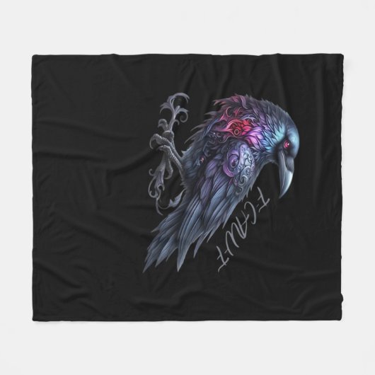 F-Caw-F Crow Classic Retro Style Fleecedecke (Vorderseite (Horizontal))