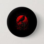 F-Caw-F Crow Funny Bird Red Moon Gothic Button (Vorderseite)