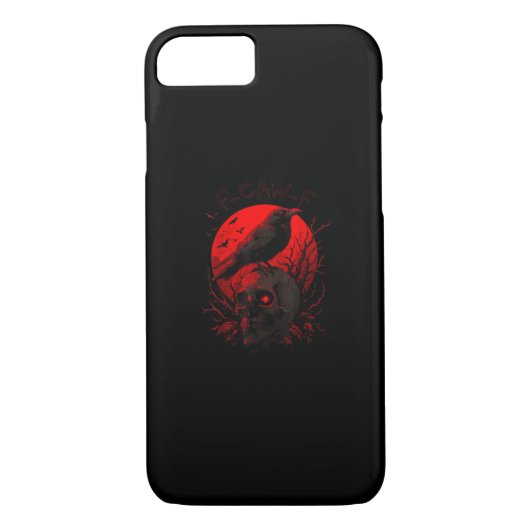 F-Caw-F Crow Funny Bird Red Moon Gothic Case-Mate iPhone Hülle (Rückseite)