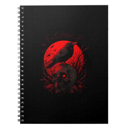 F-Caw-F Crow Funny Bird Red Moon Gothic Notizblock (Vorderseite)