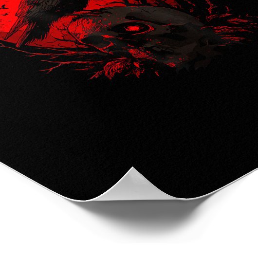 F-Caw-F Crow Funny Bird Red Moon Gothic Poster (Ecke)