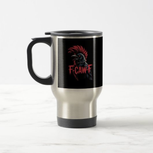 F-Caw-F Crow Funny Gothic Moon Bird Halloween Retr Reisebecher (Links)