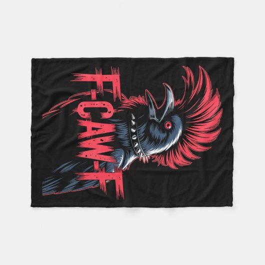 F-caw-f Crow Funny Gothic Moon Black Bird Hallowee Fleecedecke (Vorderseite (Horizontal))