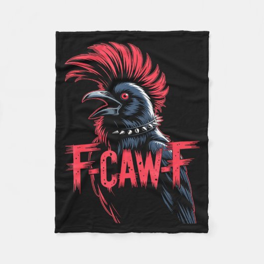 F-caw-f Crow Funny Gothic Moon Black Bird Hallowee Fleecedecke (Vorderseite)