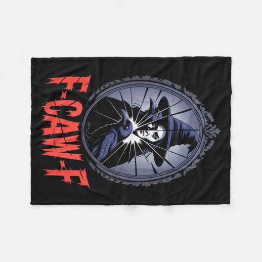 F-caw-f Crow Funny Gothic Moon Black Bird Hallowee Fleecedecke (Vorderseite (Horizontal))