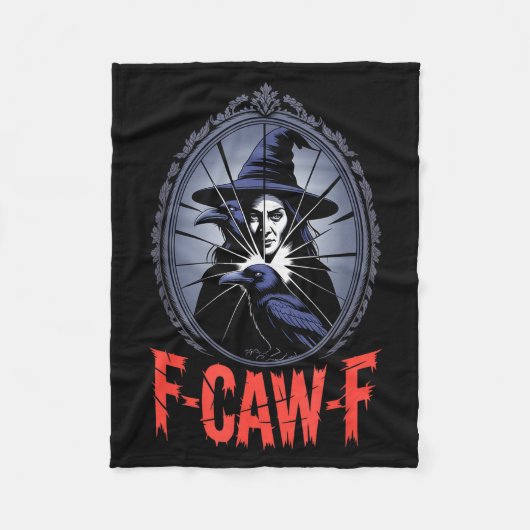 F-caw-f Crow Funny Gothic Moon Black Bird Hallowee Fleecedecke (Vorderseite)