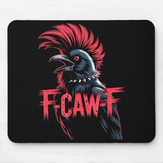 F-caw-f Crow Funny Gothic Moon Black Bird Hallowee Mousepad (Vorne)