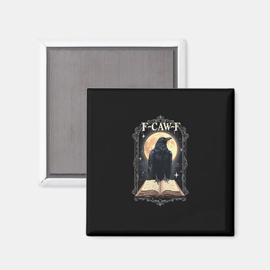 F-Caw-F Crow Funny Halloween Raven Moon Magnet (Vorderseite/Rückseite)