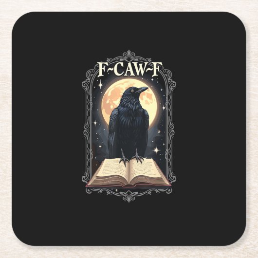 F-Caw-F Crow Funny Halloween Raven Moon Rechteckiger Pappuntersetzer (Vorderseite)