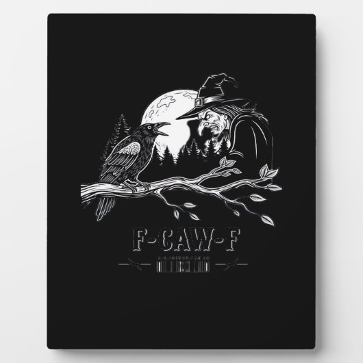 F-Caw-F Crow Halloween Witch F-Caw-F Fotoplatte (Vorderseite)