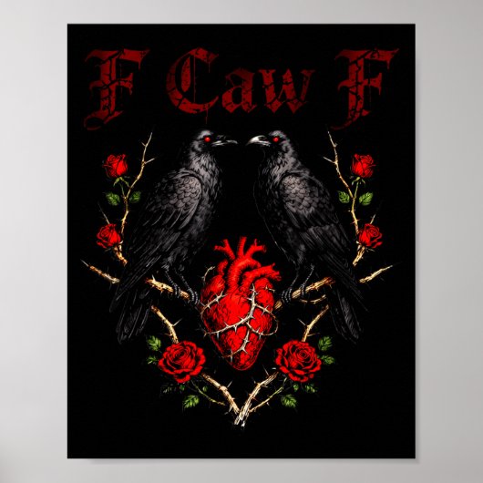 F Caw F Crow Heart Funny Anti Valentine Day Single Poster (Vorne)