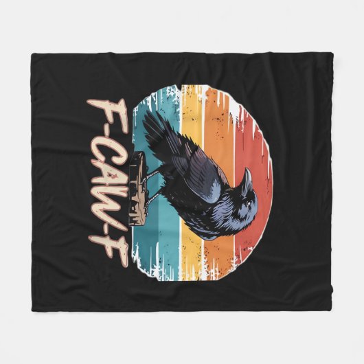 F-Caw-F Crow Humor Funny Gothic Retro Classic Fleecedecke (Vorderseite (Horizontal))