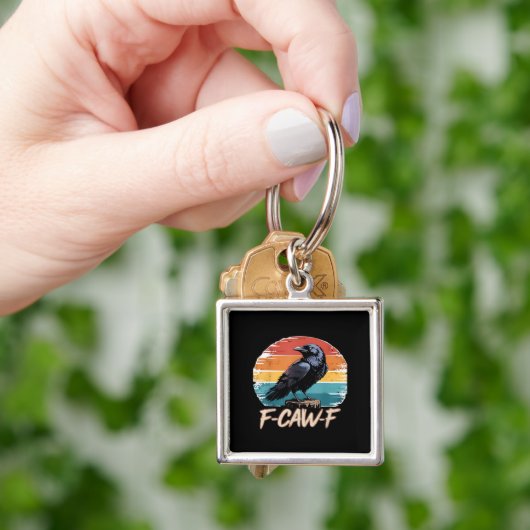 F-Caw-F Crow Humor Funny Gothic Retro Classic Schlüsselanhänger (Hand)