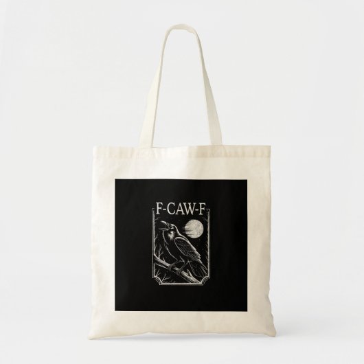 F-Caw-F Crow Minimal – Retro Gothic Bird Funny Rav Tragetasche (Vorne)