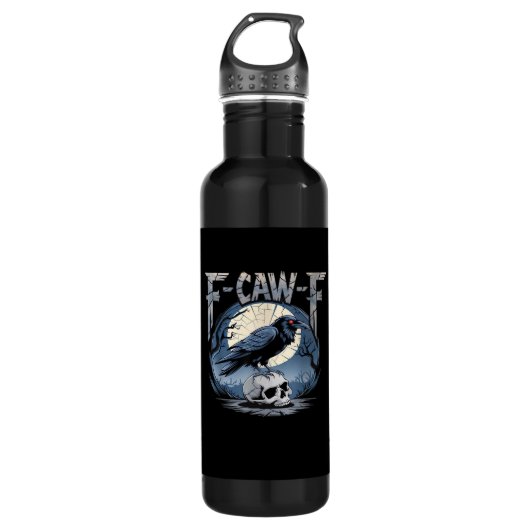 F-Caw-F Crow Moonlit Raven Classic Edelstahlflasche (Vorderseite)