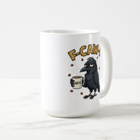 F-CAW-F Crow Mug | Funny F Caw F Coffee Mug  Kaffeetasse (VorderseiteRechts)
