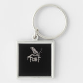 F-Caw-F Crow Pun Funny Bird Cawing Grunge Back Tri Schlüsselanhänger (Vorne)