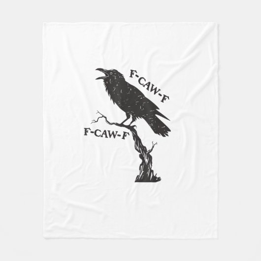F-Caw-F Crow Pun Funny Bird Cawing Grunge Creative Fleecedecke (Vorderseite)