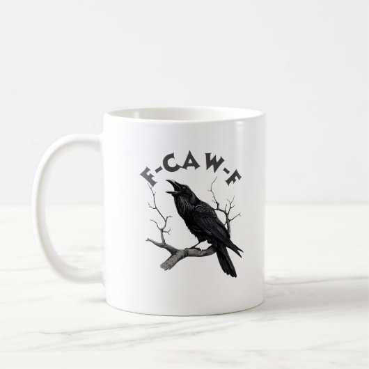 F-Caw-F Crow Pun Funny Bird Cawing Grunge Hallowee Kaffeetasse (Links)