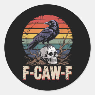 F-caw-f Crow Raven Skull Gothic Vintag Floral Sun Runder Aufkleber