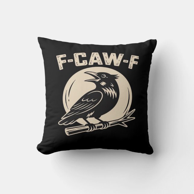 F-Caw-F Crow Raven Vintage Style Kissen (Vorderseite)