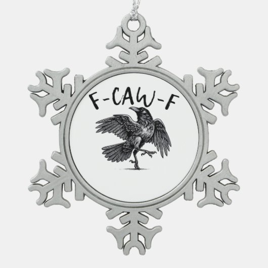 F Caw F Crow Retro Classic Style Schneeflocken Zinn-Ornament (Vorderseite)