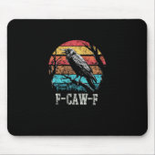F-Caw-F Crow Retro Sunset Pun Funny Bird Cawing Gr Mousepad (Vorne)