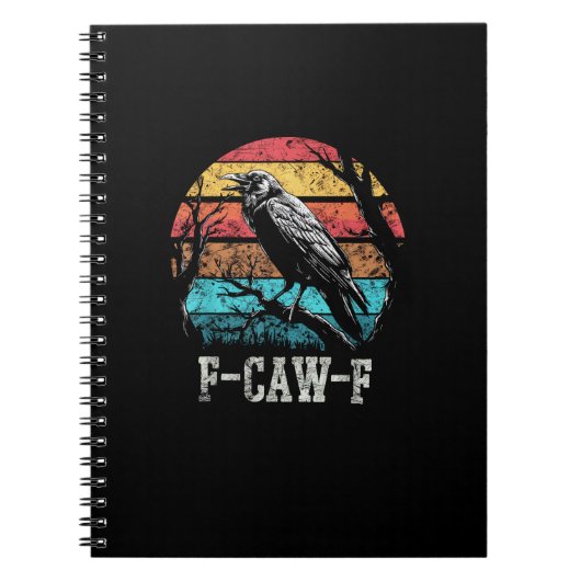 F-Caw-F Crow Retro Sunset Pun Funny Bird Cawing Gr Notizblock (Vorderseite)
